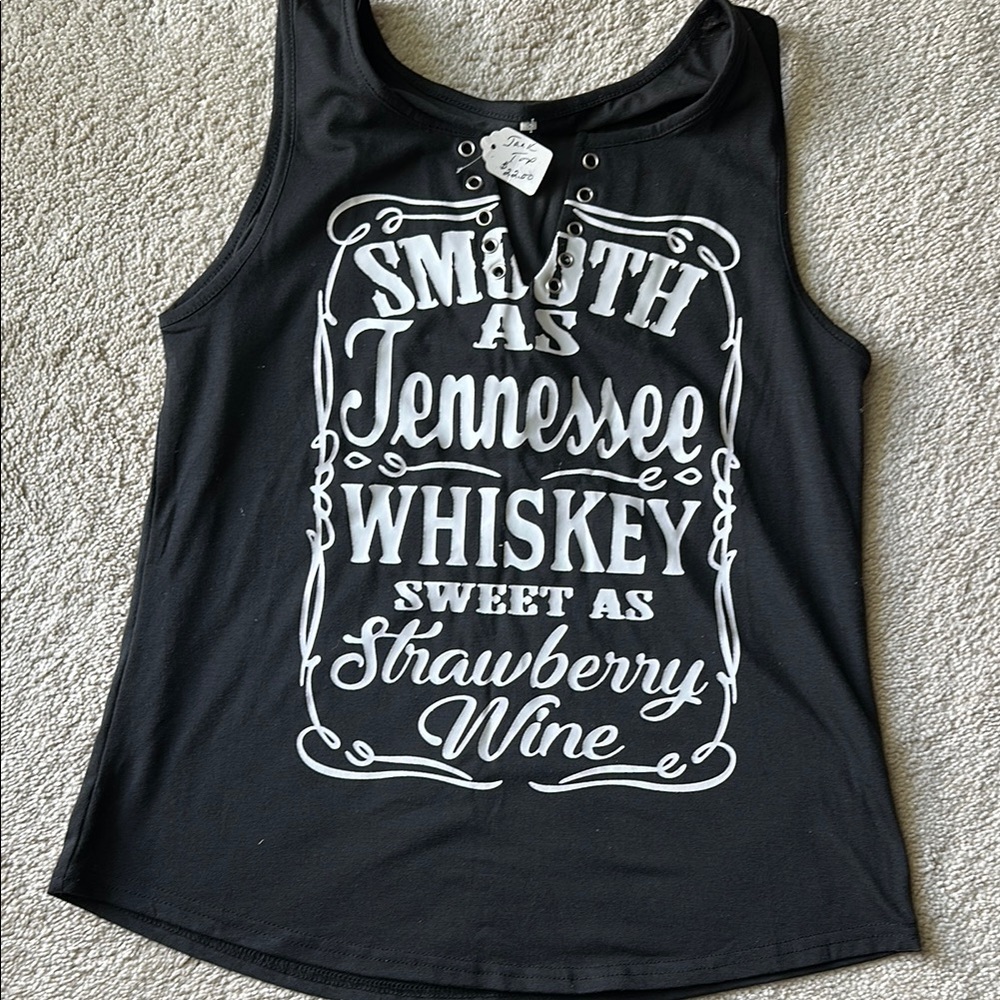 Black Graphic Tank Top with Relaxed Fit